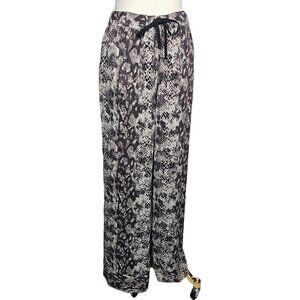 Katherine Barclay Snake Print Tie Waist Wide Leg Pants Women Large NWT